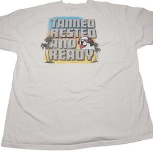 Vintage Big Dogs Graphic Tee Men's Size 2XL White Tanned Rested And Ready 2004